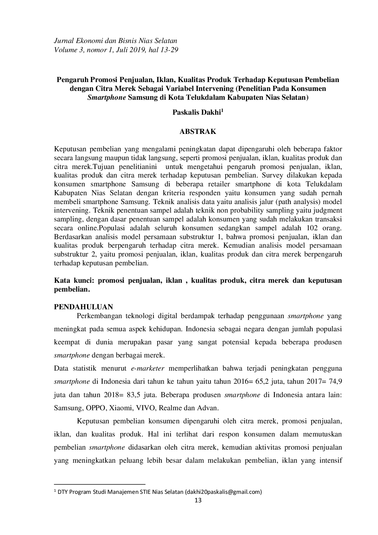 JURIS PASKALIS DAKHI Pengaruh Promosi Penjualan Iklan Kualitas Produk Terhadap Keputusan Pembelian dengan Citra Merek Sebag