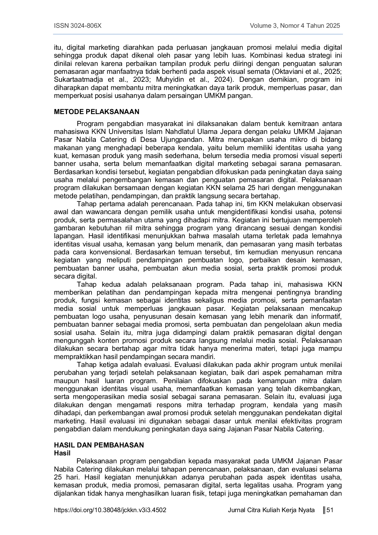 JURIS Peningkatan Daya Saing Jajanan Pasar Nabila Catering Melalui Pengembangan Kemasan Dan Digital Marketing