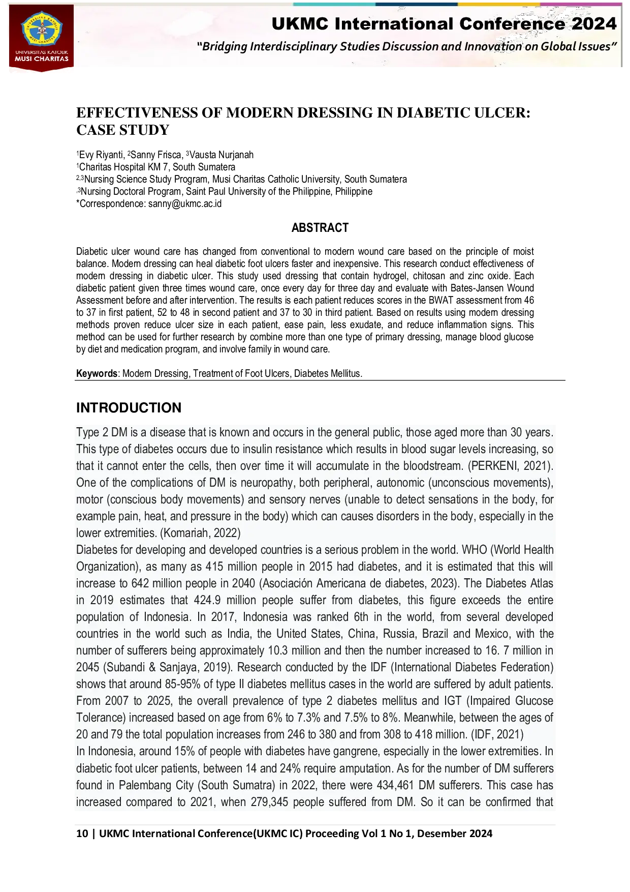 JURIS Effectiveness Of Modern Dressing In Diabetic Ulcer Case Study