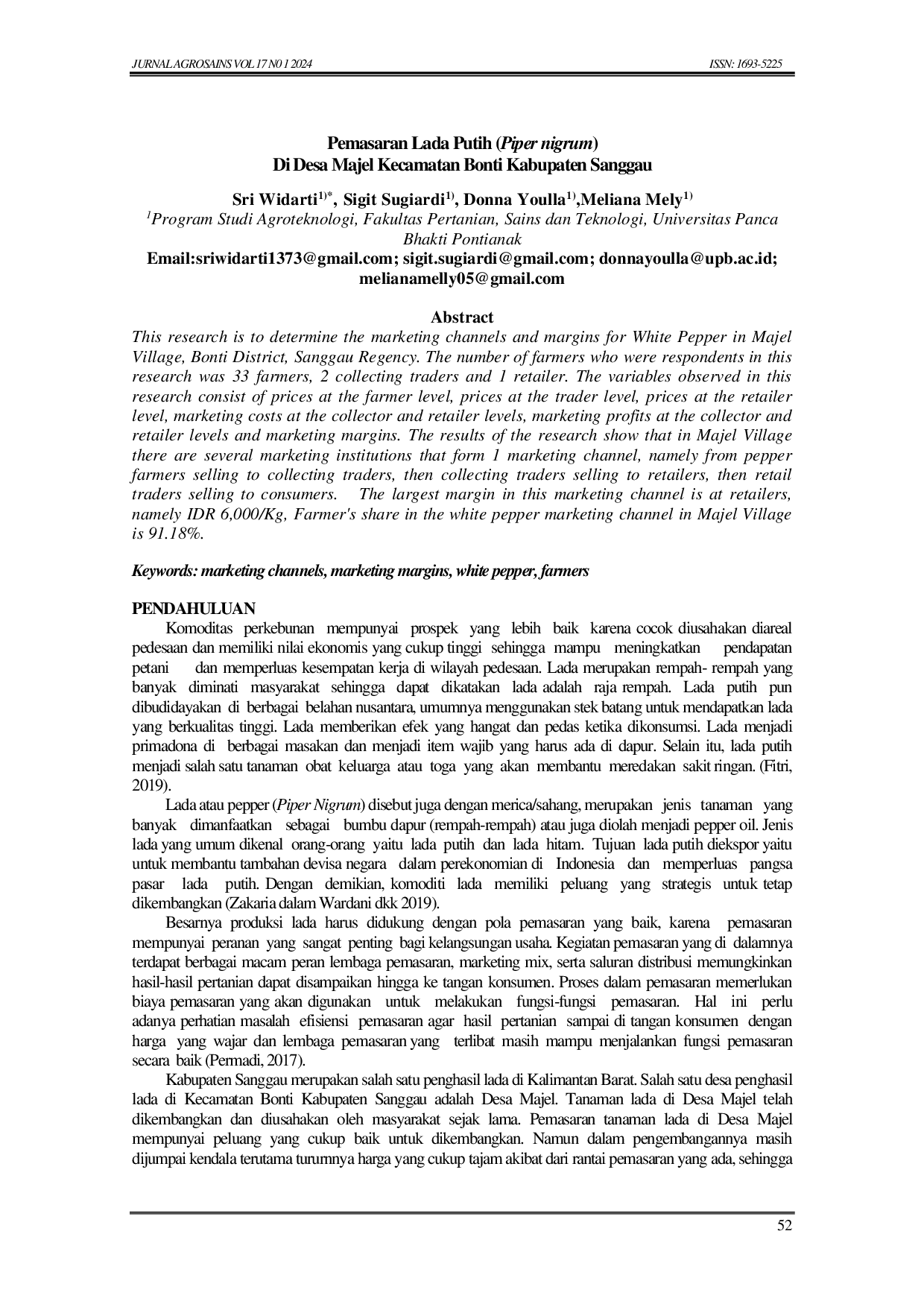JURIS Pemasaran Lada Putih Piper nigrum Di Desa Majel Kecamatan Bonti Kabupaten Sanggau