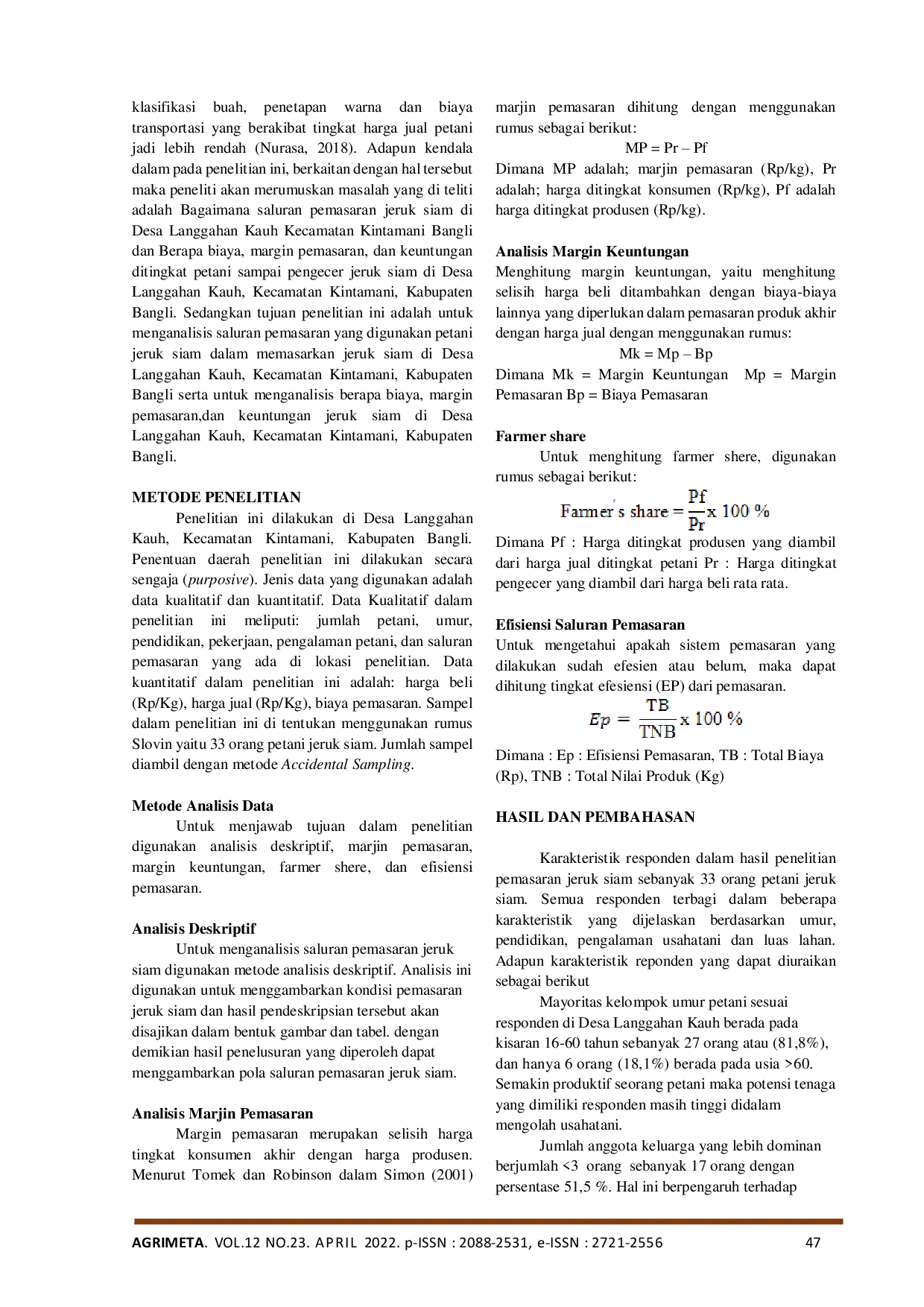 JURIS Pemasaran Usahatani Jeruk Siam Kintamani