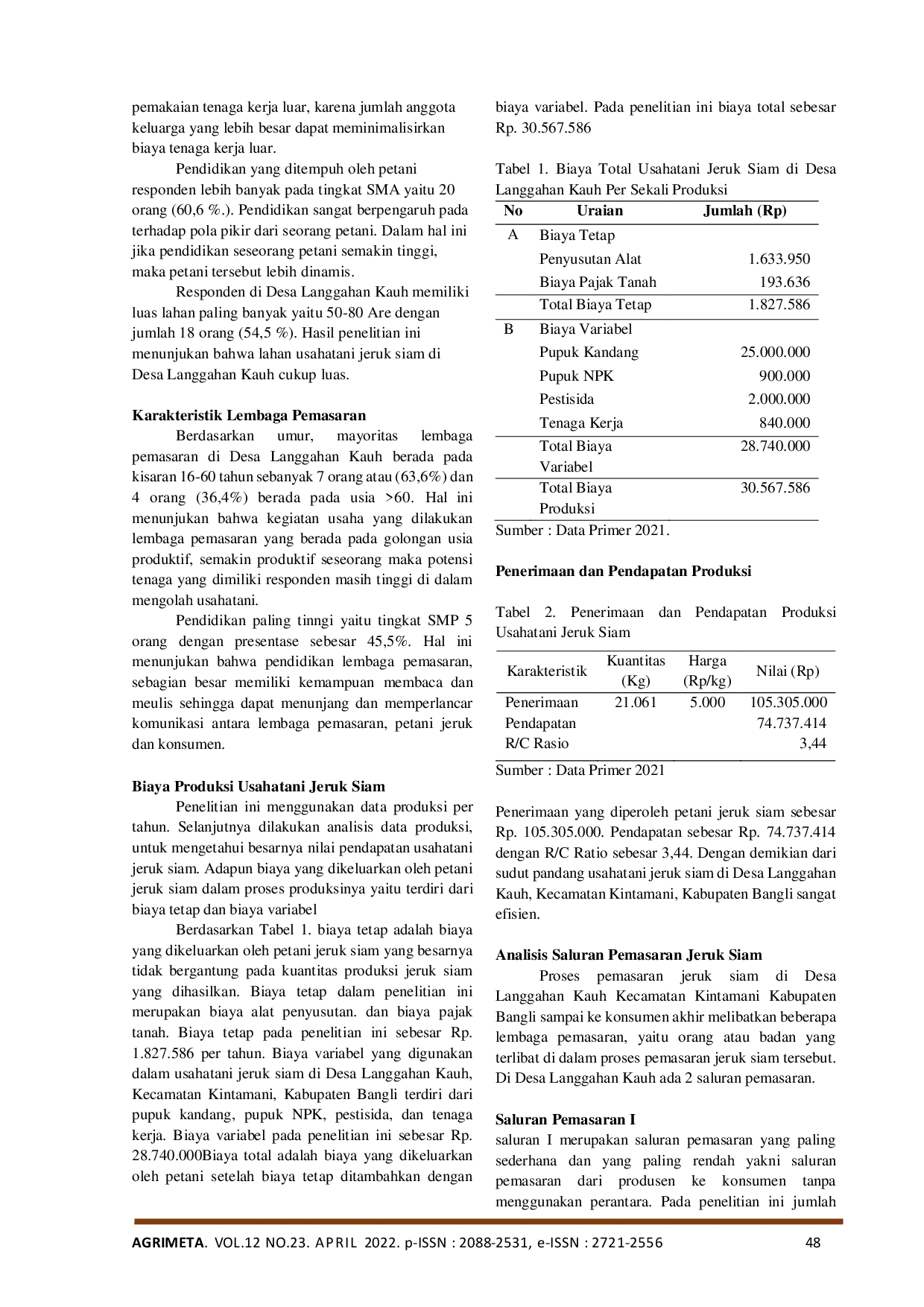 JURIS Pemasaran Usahatani Jeruk Siam Kintamani