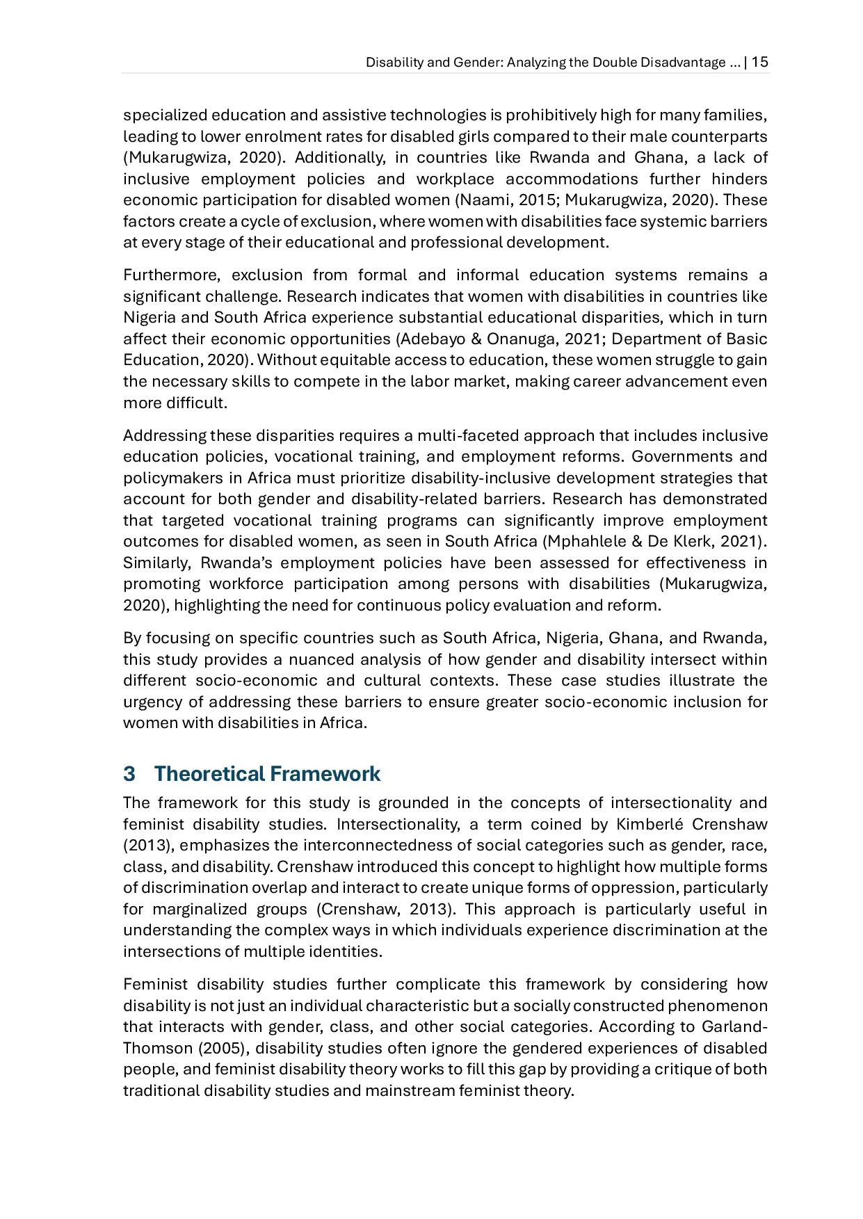 JURIS Disability and Gender Analyzing the Double Disadvantage in Education and Employment