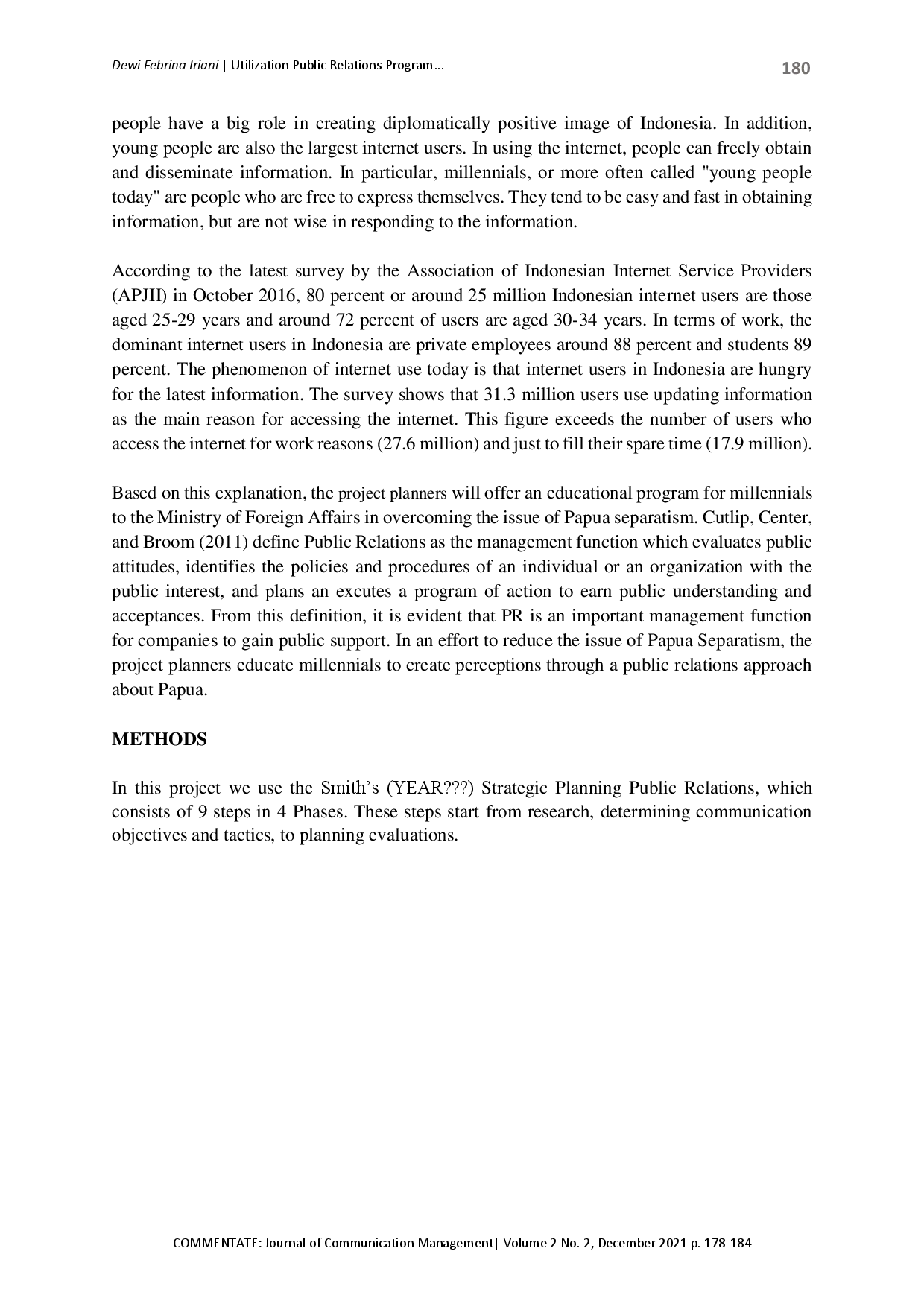 JURIS Utilization of Public Relations Program in Educating the Millennials About Papua Indonesia Separatism Issue