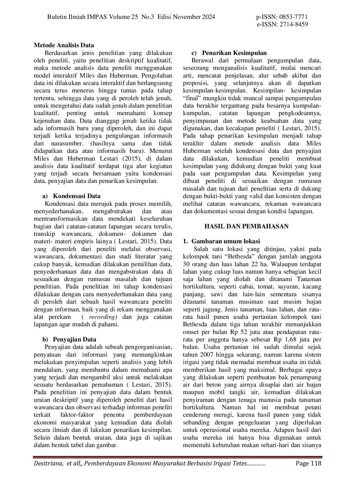 JURIS Pemberdayaan Ekonomi Masyarakat Berbasis Teknologi Irigasi Tetes Dengan Energi Hijau Energi Surya Untuk Meningkatkan Produksi Tanaman Hortikultura Pada Kelompok Tani Bethesda Desa Penfui Timur Kabup