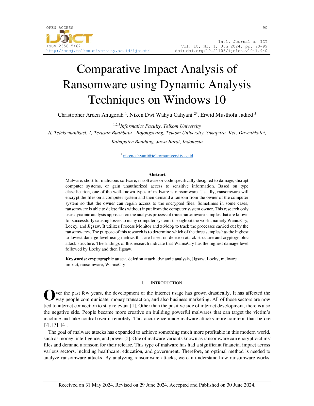 JURIS An Impact Analysis of Damage Level caused by Malware with Dynamic Analysis Approach