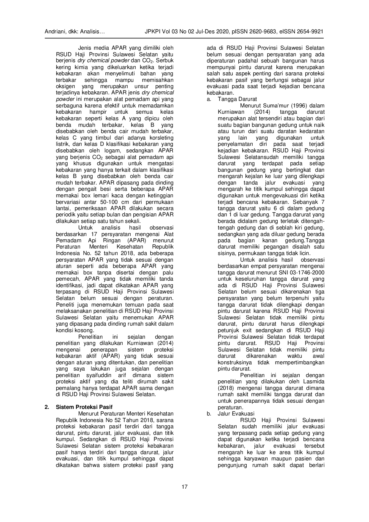 JURIS Analisis Kesiapsiagaan Rumah Sakit Dalam Upaya Penanggulangan Bencana Kebakaran Di Rsud Haji Provinsi Sulawesi Selatan