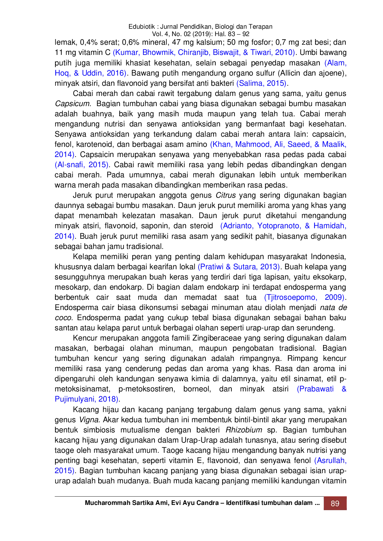 JURIS Identifikasi tumbuhan dalam masakan tradisional urap urap sebagai materi penyusunan buku referensi taksonomi tumbuhan